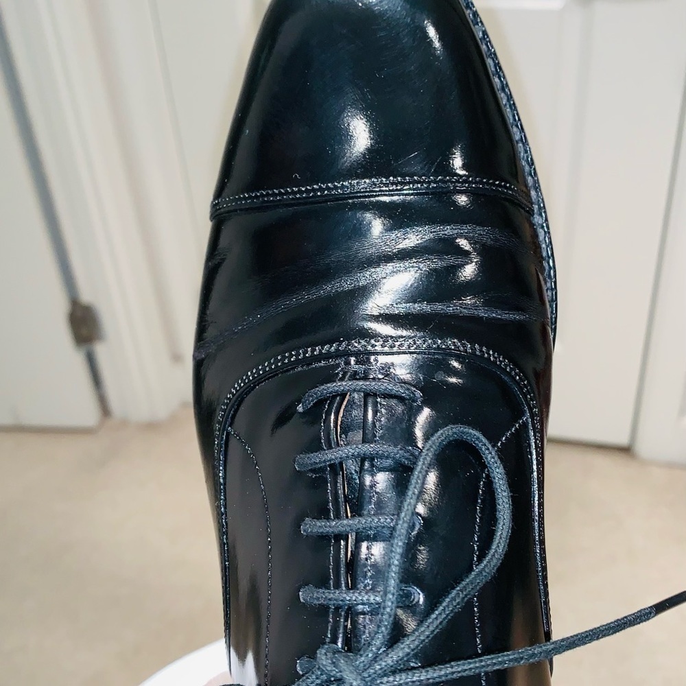 Premium Black Bespoke Cap Toe Oxfords. - Picture 10 of 16